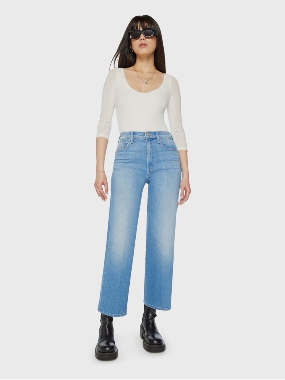MOTHER Light Blue High-Rise Wide-Leg Jeans